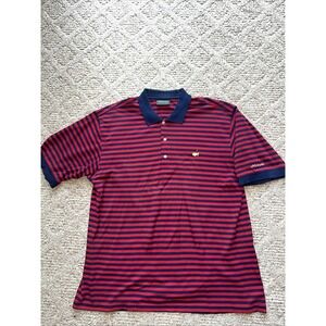 Mens MASTERS Golf Collection Polo Shirt sz XL RED & BLUE‎ STRIPES EUC